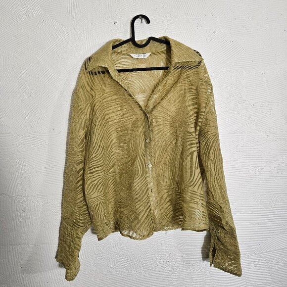 Vintage Brat Green Zebra Button Down - Picture 1 of 8